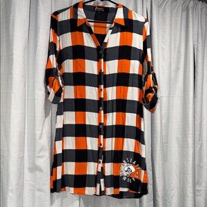 Oklahoma State Orange and Black Checkered Button Down Shirt